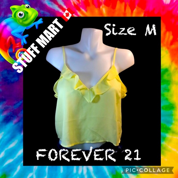 2/$30 FOREVER 21 NWOT SIZE M CROP CAMI TANK LEMON YELLOW - Picture 10 of 11